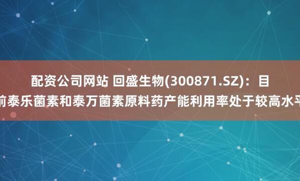 配资公司网站 回盛生物(300871.SZ)：目前泰乐菌素和泰万菌素原料药产能利用率处于较高水平
